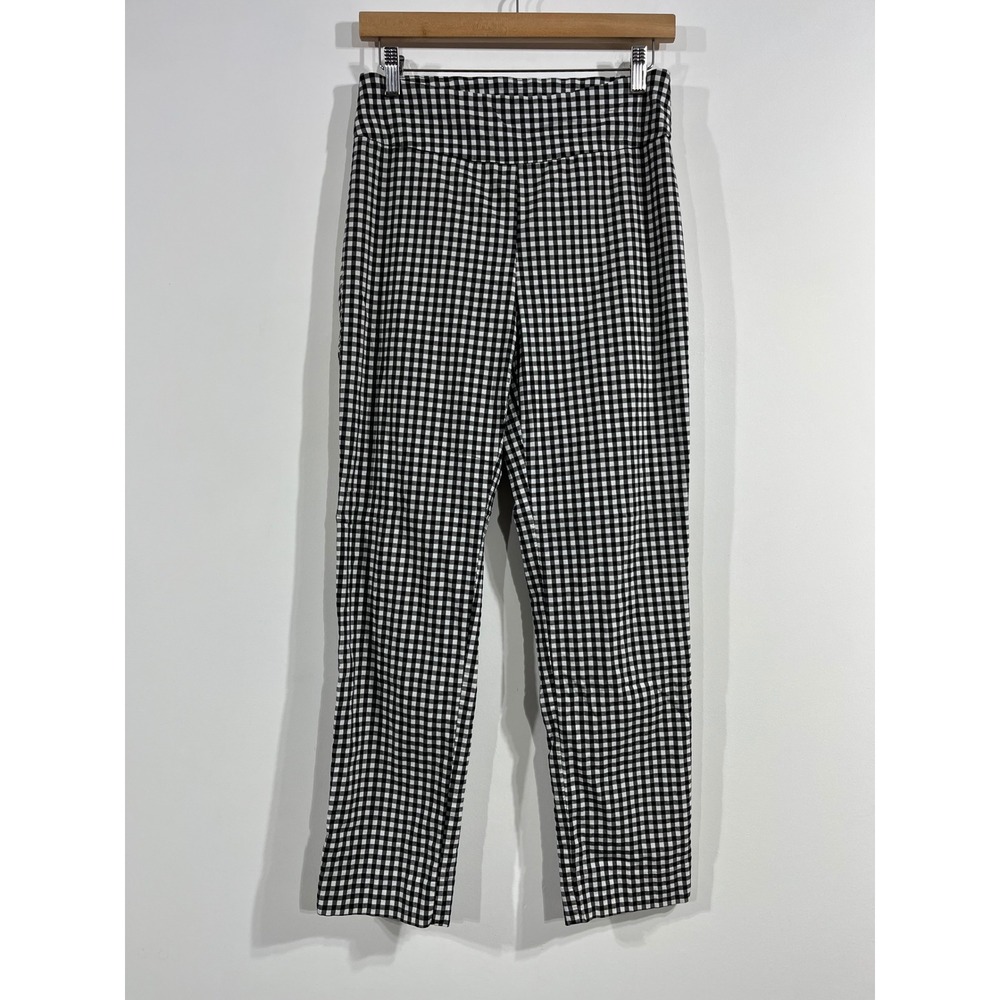 Zac & Rachel Preppy Euro Summer Gingham Pull On Straight Leg Pants Womens 8